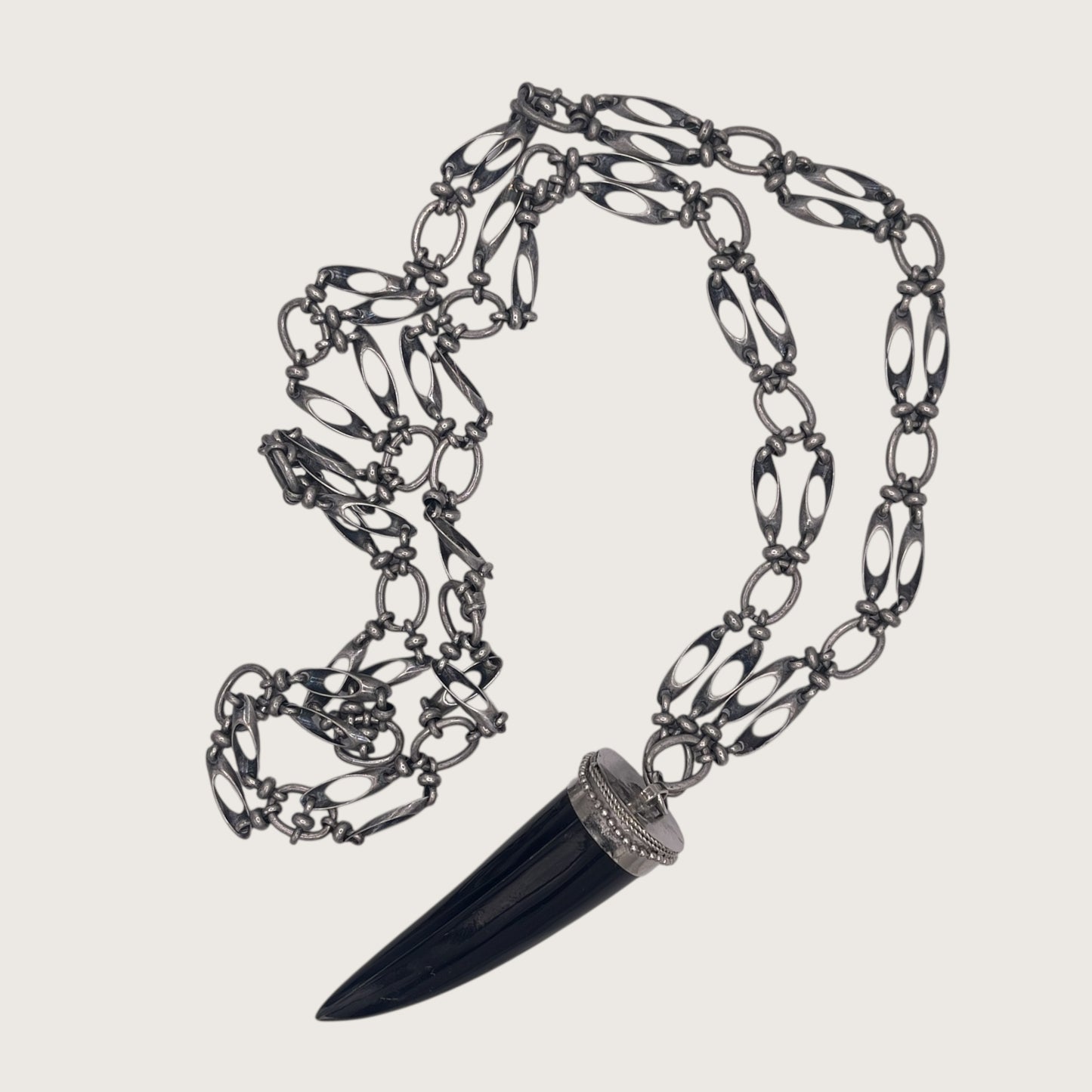 Double-silver horn necklace