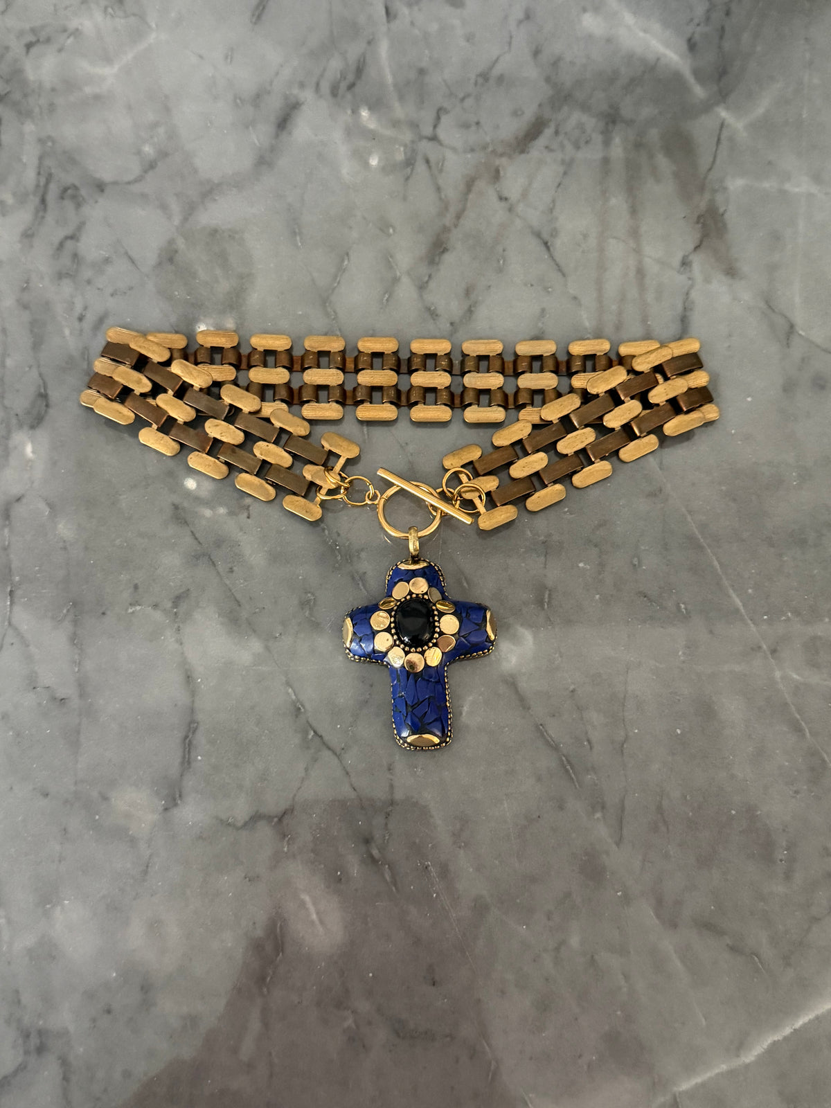 Choker cross blu