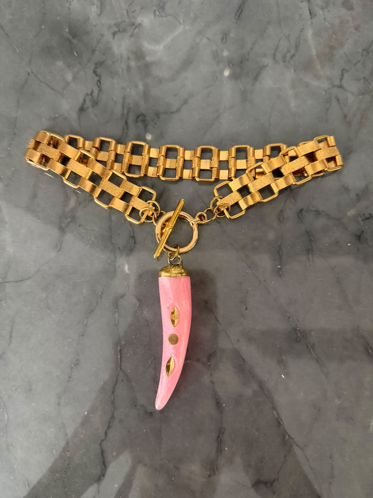 pink tiny gold choker