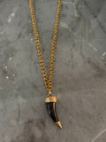 bronze stone horn necklace
