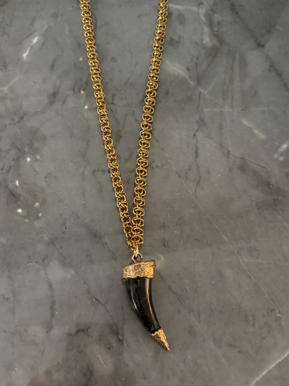 bronze stone horn necklace