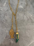 up and down fish & horn necklace