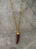 long red and blue horn chain