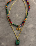 multicolor hand eye stone necklace