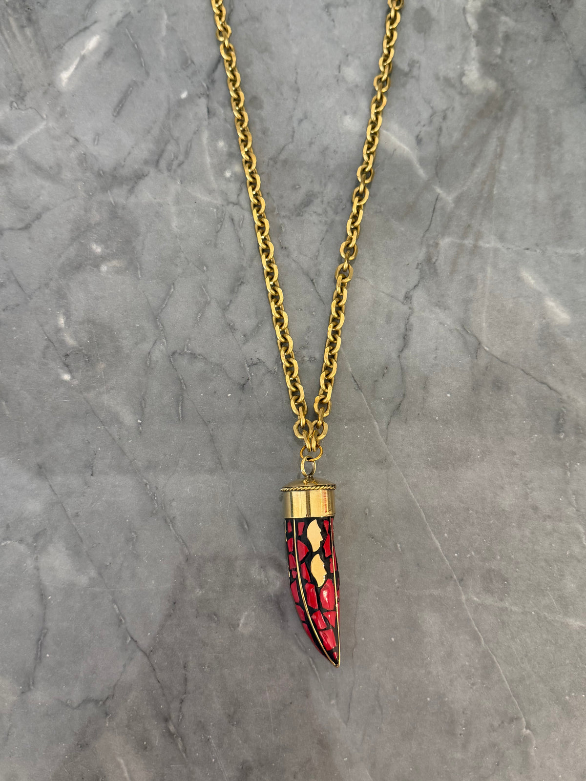 red horn long necklace