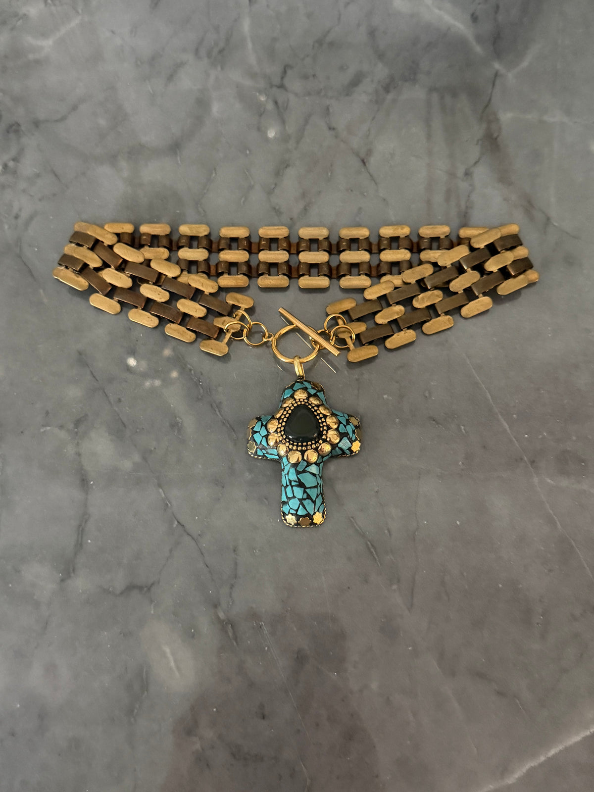 choker cross turquoise