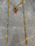 scarf red cross necklace