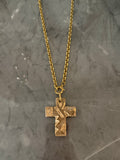 bronze and stone cross necklace