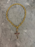 old cross short necklace