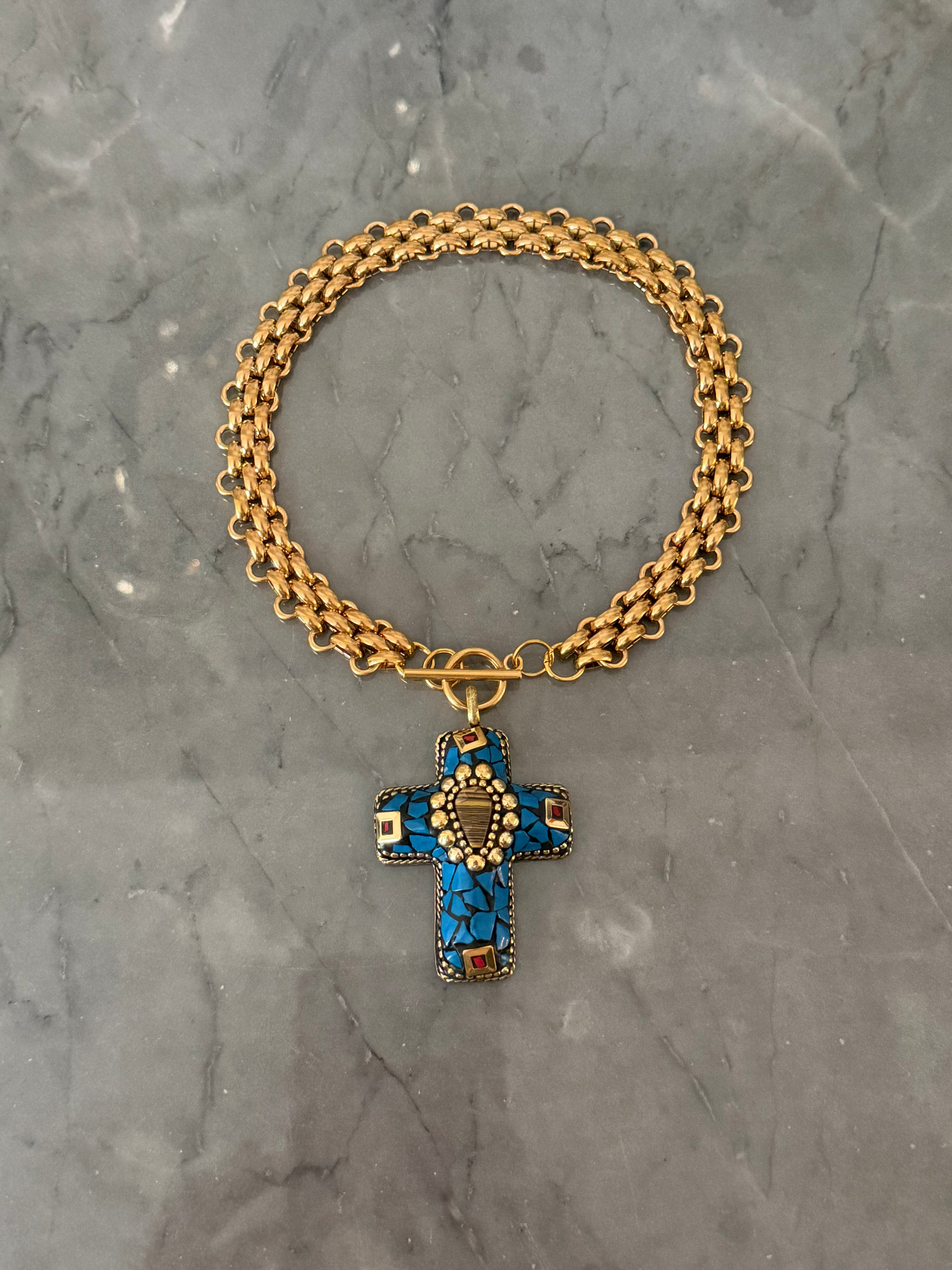 tiny choker gold azul cross