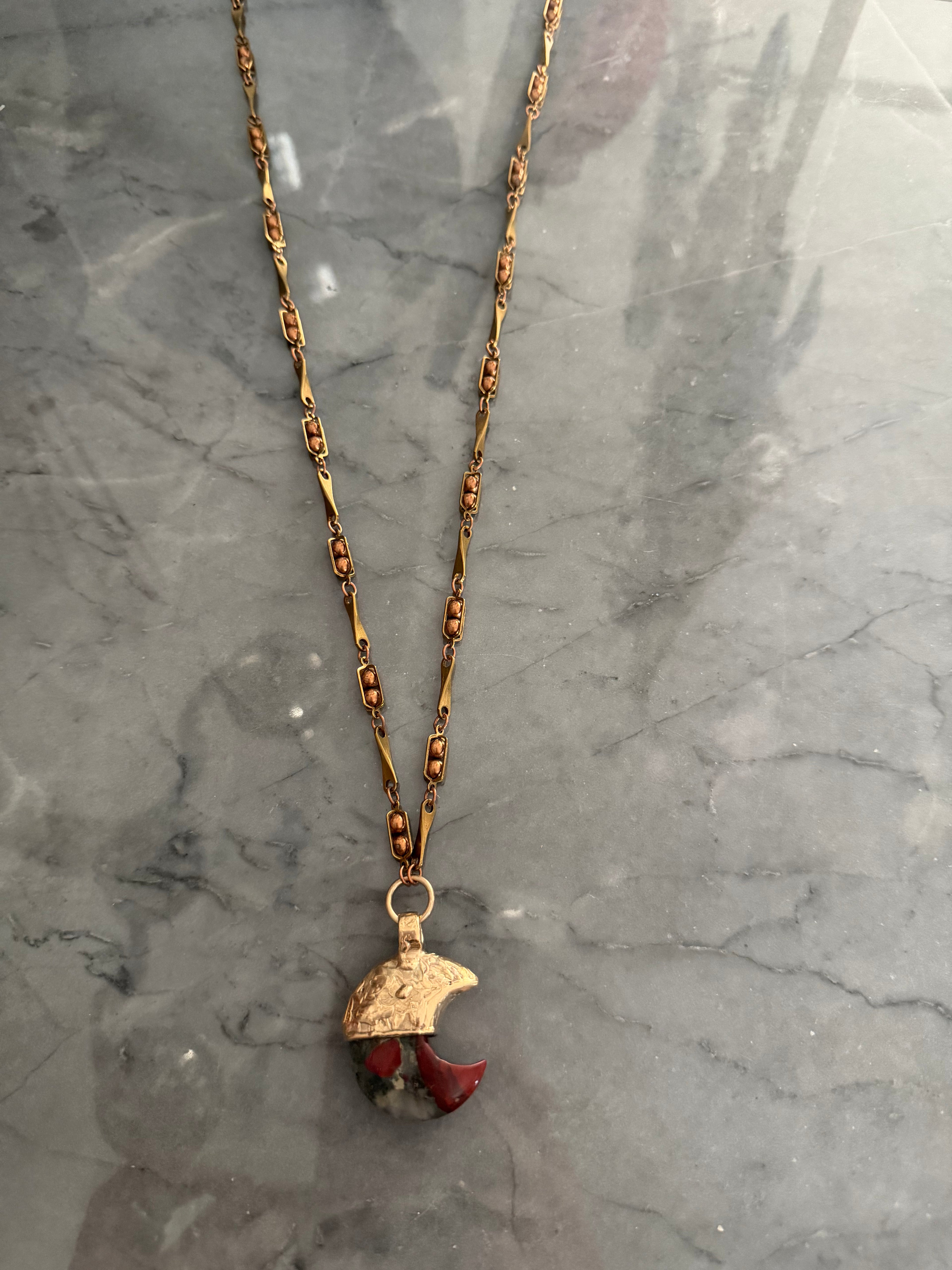 half moon bronze necklace