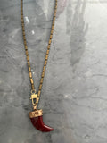 stone and bronze horn necklace