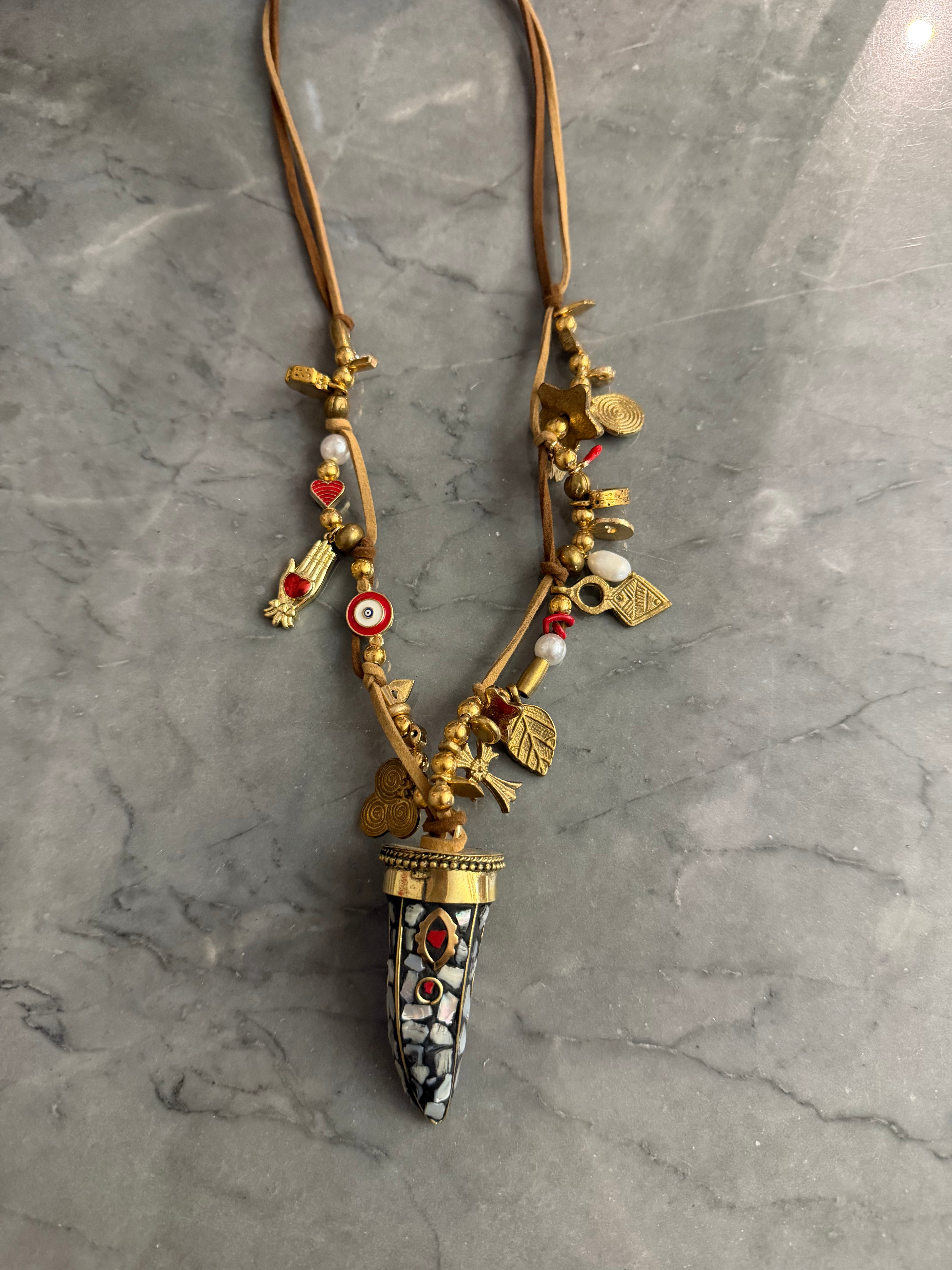 personalized red and white necklace