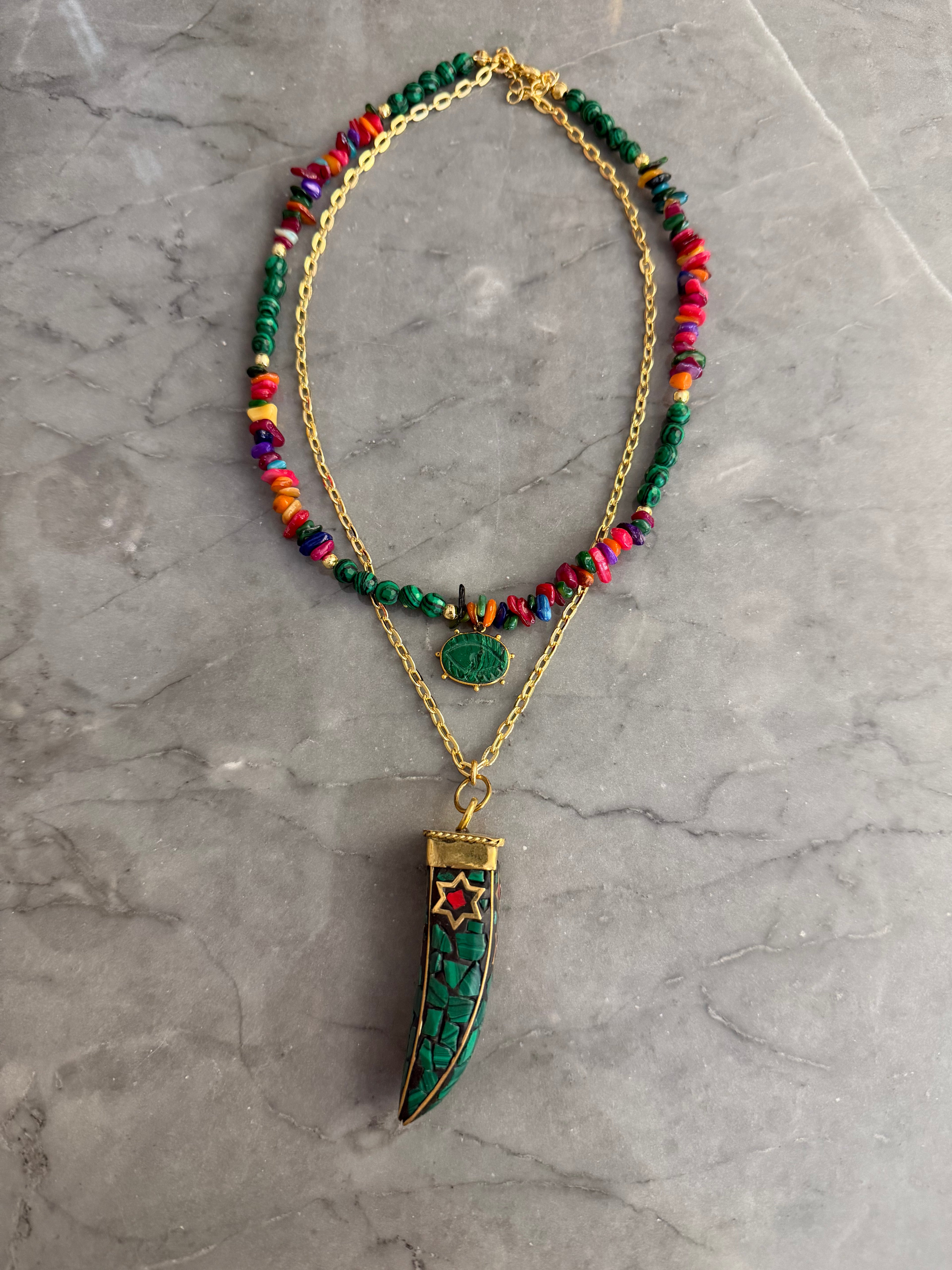 multicolor stone necklace