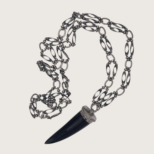 Double-silver horn necklace