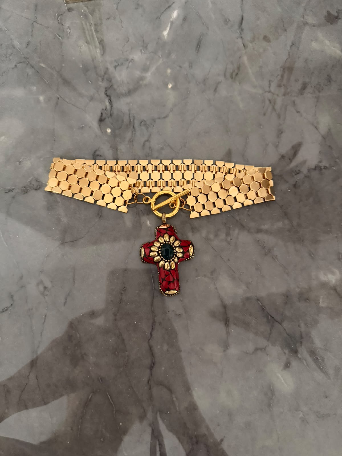 choker cross gold