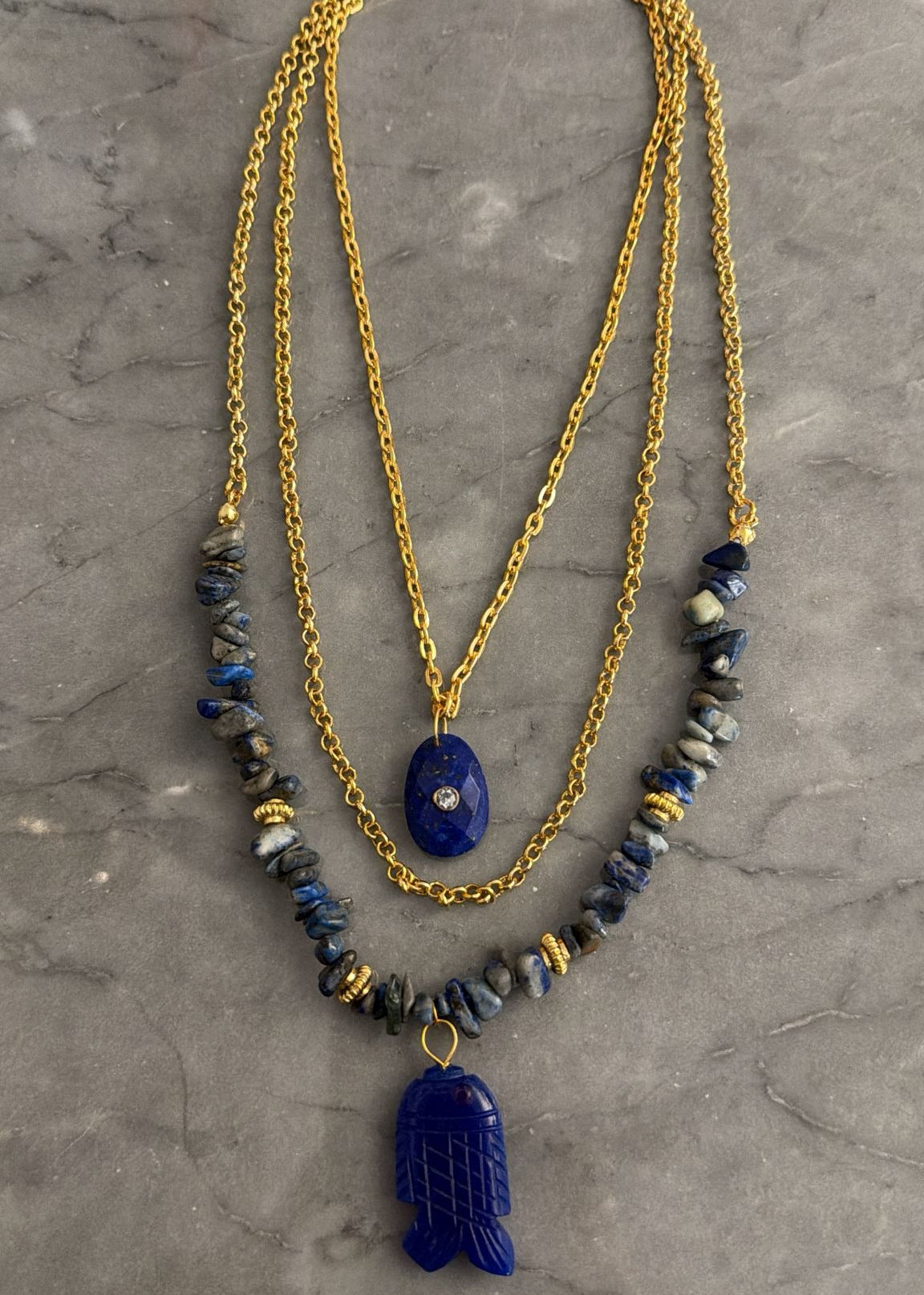 blue fish stone necklace