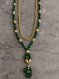 green hand stone necklace