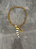 black&white horn with charm short necklace