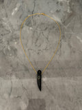 deep black stone horn basic necklace