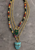 multicolor stone tiger necklace