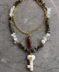 white and bordeaux stone necklace
