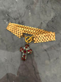 choker white and red cross